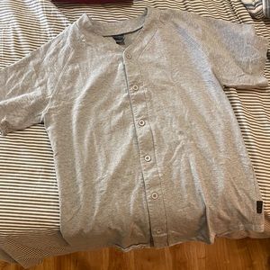 Gray Baseball Button Up Tee